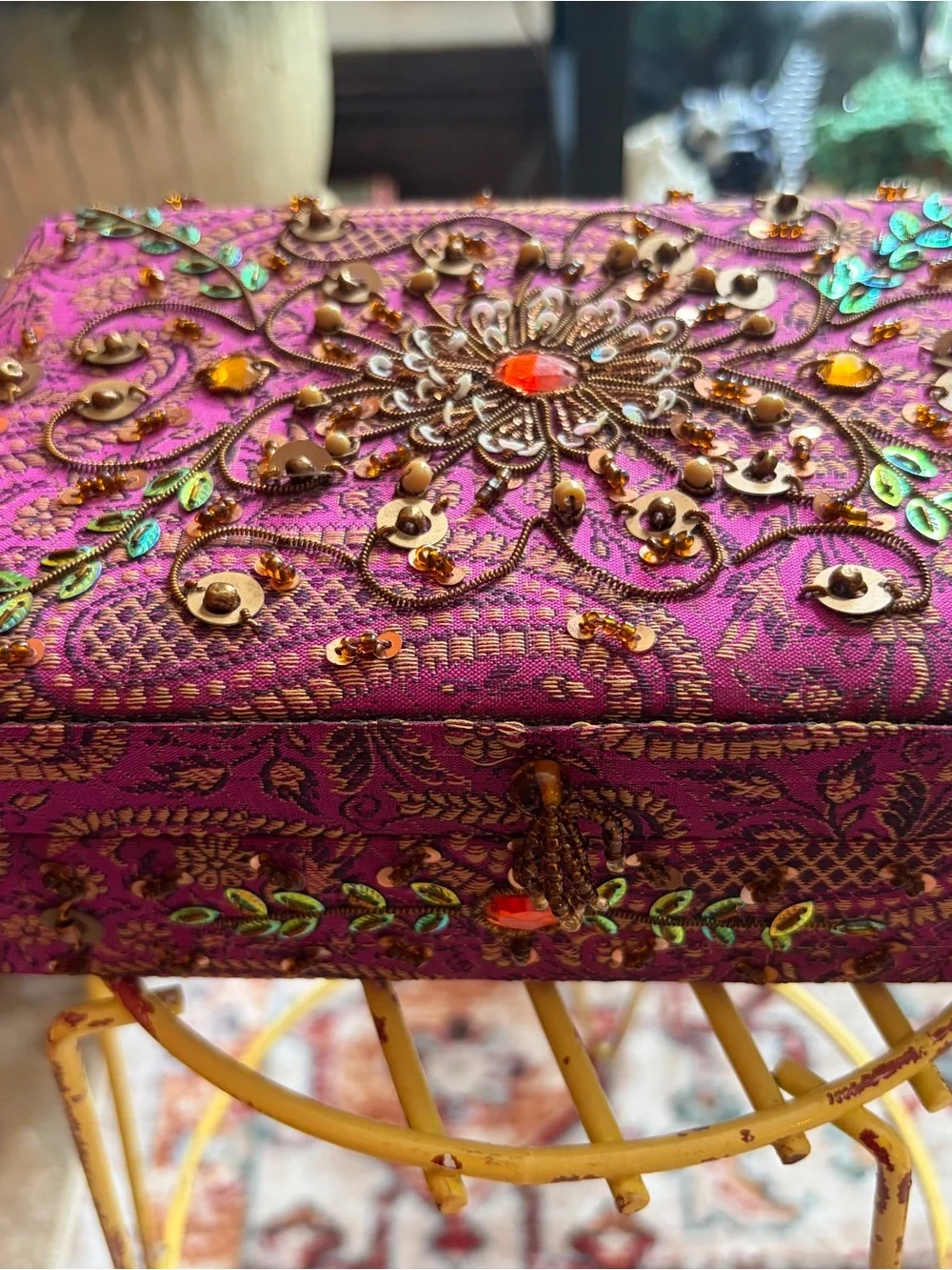 Pier 1 Fuchsia Fabric Jewelry Box